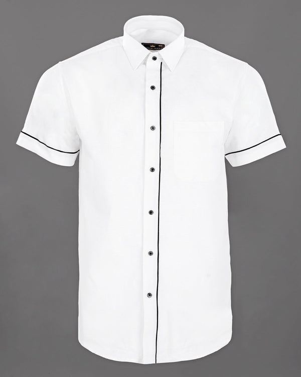 Bright White with Black Piping Luxurious Linen Shirt 3190BLK-P19-H-48, 3190BLK-P19-H-38, 3190BLK-P19-H-52, 3190BLK-P19-H-42, 3190BLK-P19-H-39, 3190BLK-P19-H-40, 3190BLK-P19-H-46, 3190BLK-P19-H-44, 3190BLK-P19-H-50