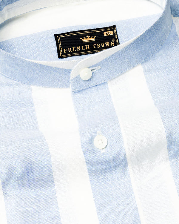 White and Gainsboro Blue Striped Luxurious Linen Shirt 7062-M-38,7062-M-38,7062-M-39,7062-M-39,7062-M-40,7062-M-40,7062-M-42,7062-M-42,7062-M-44,7062-M-44,7062-M-46,7062-M-46,7062-M-48,7062-M-48,7062-M-50,7062-M-50,7062-M-52,7062-M-52