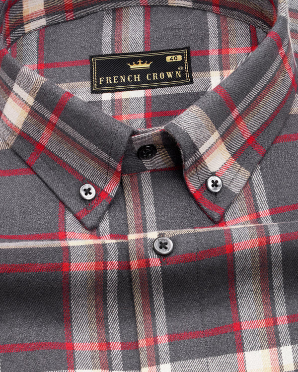 Ironside Gray with off White and Shiraz Red Plaid Flannel Shirt 9226-BD-BLK-38, 9226-BD-BLK-H-38, 9226-BD-BLK-39, 9226-BD-BLK-H-39, 9226-BD-BLK-40, 9226-BD-BLK-H-40, 9226-BD-BLK-42, 9226-BD-BLK-H-42, 9226-BD-BLK-44, 9226-BD-BLK-H-44, 9226-BD-BLK-46, 9226-BD-BLK-H-46, 9226-BD-BLK-48, 9226-BD-BLK-H-48, 9226-BD-BLK-50, 9226-BD-BLK-H-50, 9226-BD-BLK-52, 9226-BD-BLK-H-52