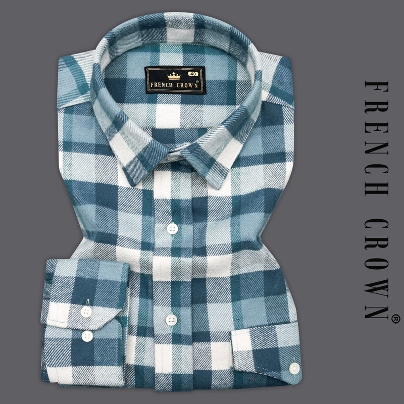 Glacier Blue with White Plaid Flannel Overshirt With Brown Elbow Patch Work 9459-OS-FP-P131-38, 9459-OS-FP-P131-H-38, 9459-OS-FP-P131-39, 9459-OS-FP-P131-H-39, 9459-OS-FP-P131-40, 9459-OS-FP-P131-H-40, 9459-OS-FP-P131-42, 9459-OS-FP-P131-H-42, 9459-OS-FP-P131-44, 9459-OS-FP-P131-H-44, 9459-OS-FP-P131-46, 9459-OS-FP-P131-H-46, 9459-OS-FP-P131-48, 9459-OS-FP-P131-H-48, 9459-OS-FP-P131-50, 9459-OS-FP-P131-H-50, 9459-OS-FP-P131-52, 9459-OS-FP-P131-H-52