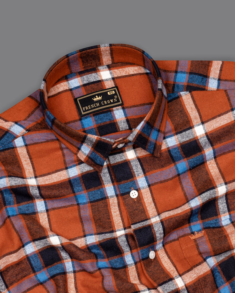 Sienna Brown with Black and Havelock Blue Plaid Flannel Overshirt 9537-OS-38, 9537-OS-H-38, 9537-OS-39, 9537-OS-H-39, 9537-OS-40, 9537-OS-H-40, 9537-OS-42, 9537-OS-H-42, 9537-OS-44, 9537-OS-H-44, 9537-OS-46, 9537-OS-H-46, 9537-OS-48, 9537-OS-H-48, 9537-OS-50, 9537-OS-H-50, 9537-OS-52, 9537-OS-H-52