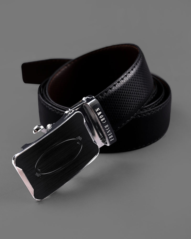 Designer Black Buckle with Jade Black and Maroon Leather Free Handcrafted Reversible Belt BT091-28, BT091-30, BT091-32, BT091-34, BT091-36, BT091-38