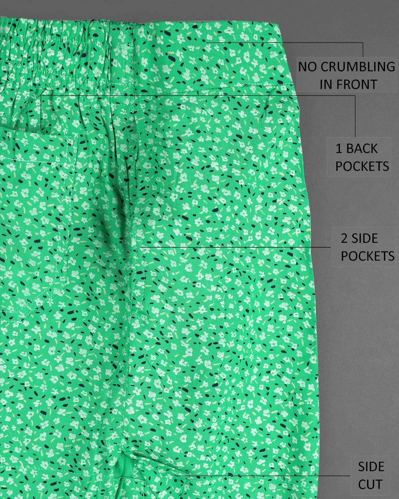 Aquamarine Green Ditsy Printed Premium Tencel Boxer BX392-02-28, BX392-02-30, BX392-02-32, BX392-02-34, BX392-02-36, BX392-02-38, BX392-02-40, BX392-02-42, BX392-02-44