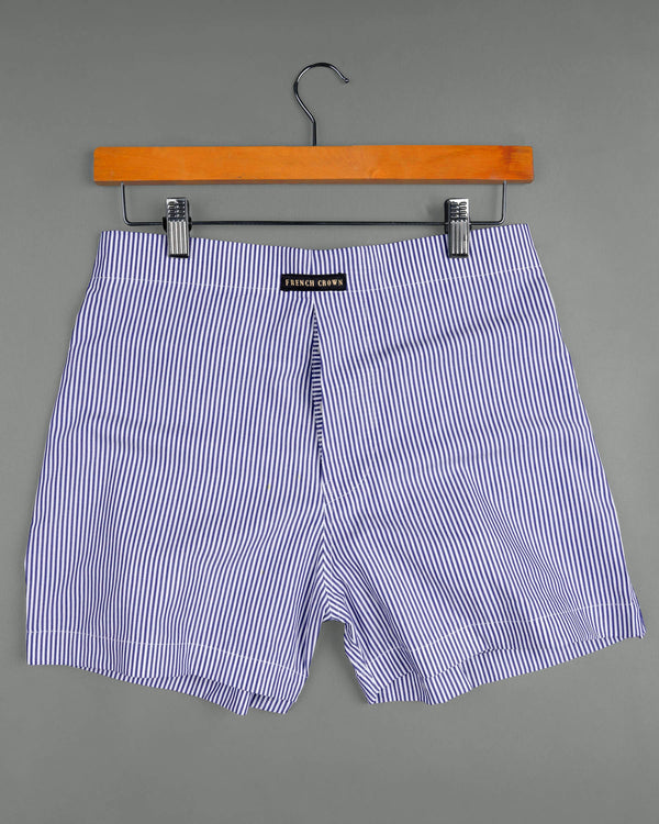 Chambray Blue and White Pin Striped Premium Cotton Boxers BX400-02-28, BX400-02-30, BX400-02-32, BX400-02-34, BX400-02-36, BX400-02-38, BX400-02-40, BX400-02-42, BX400-02-44