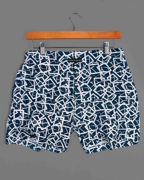 Firefly Blue and White Printed Tencel Boxers BX401-01-28, BX401-01-30, BX401-01-32, BX401-01-34, BX401-01-36, BX401-01-38, BX401-01-40, BX401-01-42, BX401-01-44