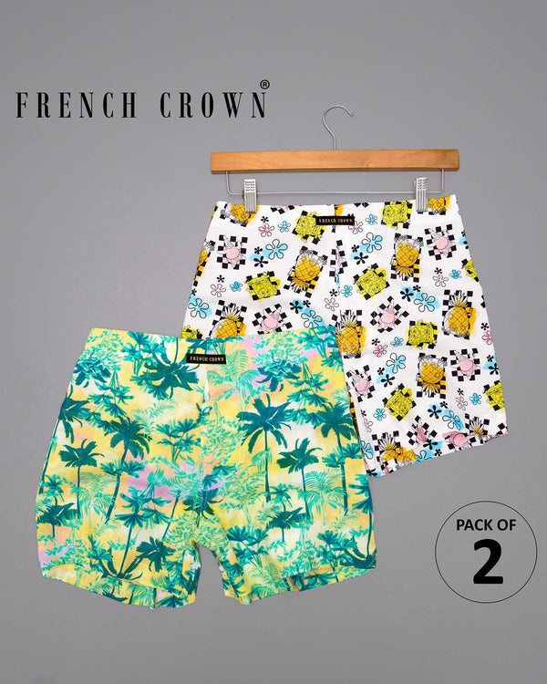Sweet Corn Trees Printed Tencel and Milky White Premium Cotton Printed Boxers CBX379-28, CBX379-30, CBX379-32, CBX379-34, CBX379-36, CBX379-38, CBX379-40, CBX379-42, CBX379-44