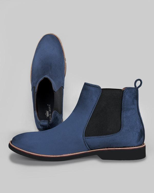 Polynesian Blue suede Chelsea Boots
