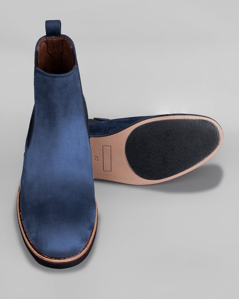 Polynesian Blue suede Chelsea Boots