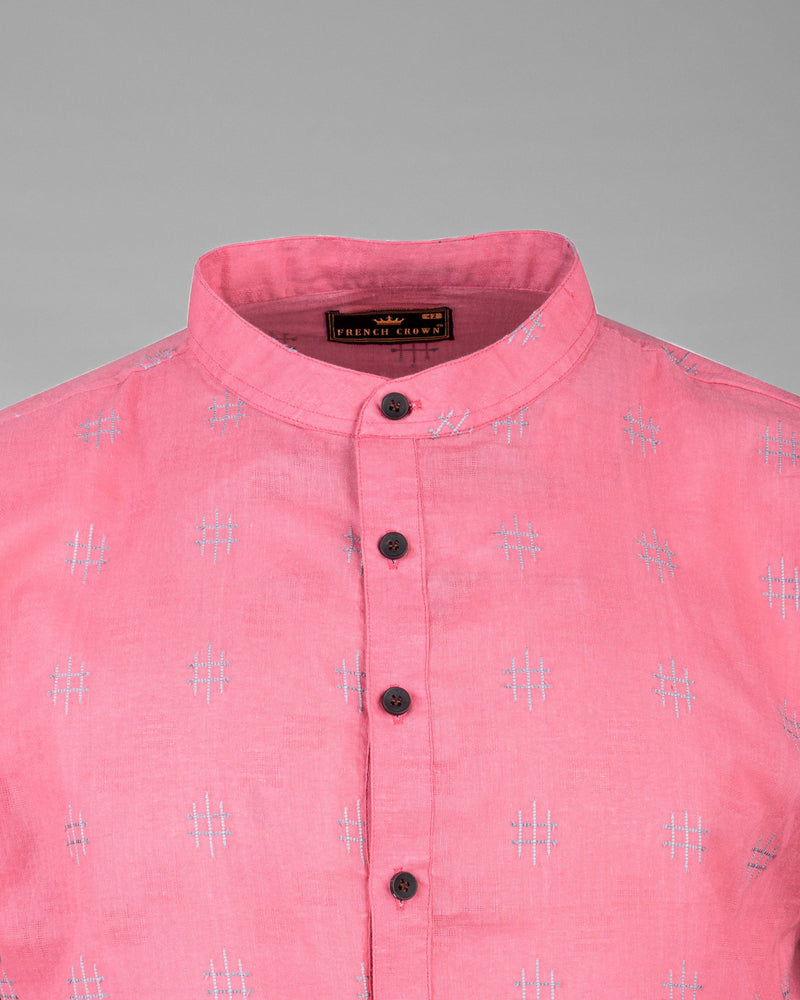Geraldine Pink Dobby Textured Premium Giza Cotton Kurta KT006-39, KT006-40, KT006-42, KT006-44, KT006-46