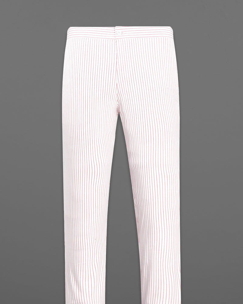Bright White with Alizarin Crimson Red Premium Cotton Lounge Pants LP211-28, LP211-30, LP211-32, LP211-34, LP211-36, LP211-38, LP211-40, LP211-42, LP211-44