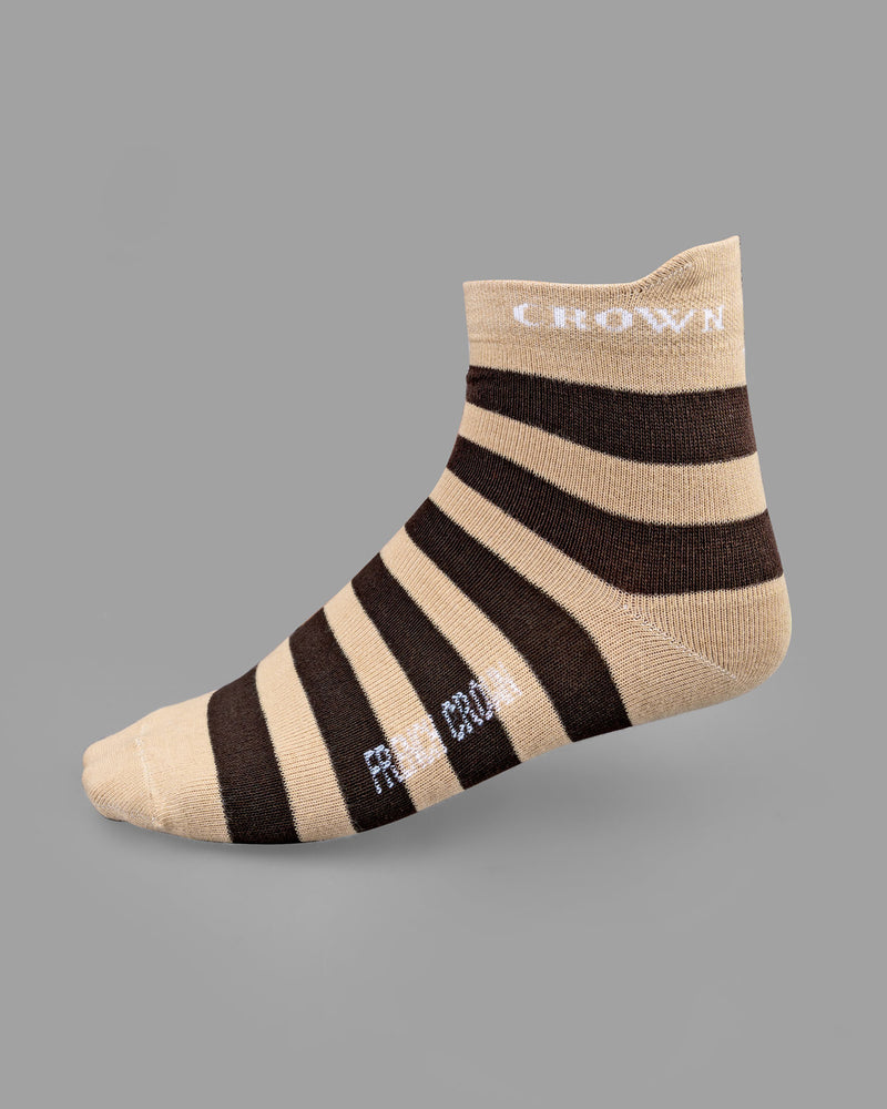 Pack of 5: Mobster Grey, Maize, Deep Coffee Brown Stripped, Blizzard Blue, And Grey Premium Combed Cotton Ankle Length Socks SOC002