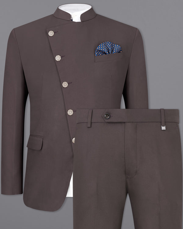 Coffee Brown Cross Buttoned Bandhgala Suit ST2469-CBG-36, ST2469-CBG-38, ST2469-CBG-40, ST2469-CBG-42, ST2469-CBG-44, ST2469-CBG-46, ST2469-CBG-48, ST2469-CBG-50, ST2469-CBG-52, ST2469-CBG-54, ST2469-CBG-56, ST2469-CBG-58, ST2469-CBG-60