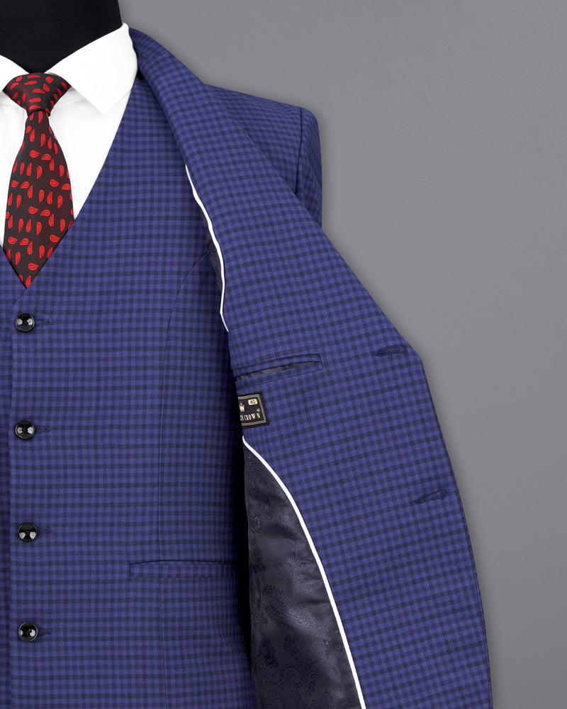 Victoria Blue Gingham Checkered Single Breasted Suit