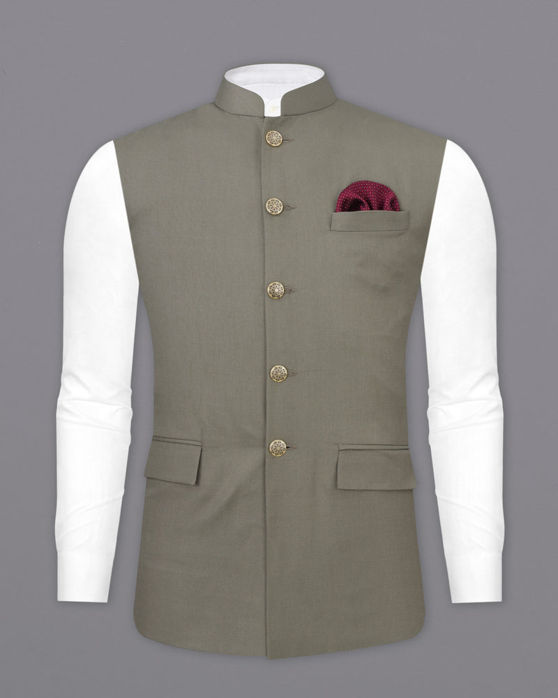 Sandstone Brown Cross Buttoned Bandhgala Suit