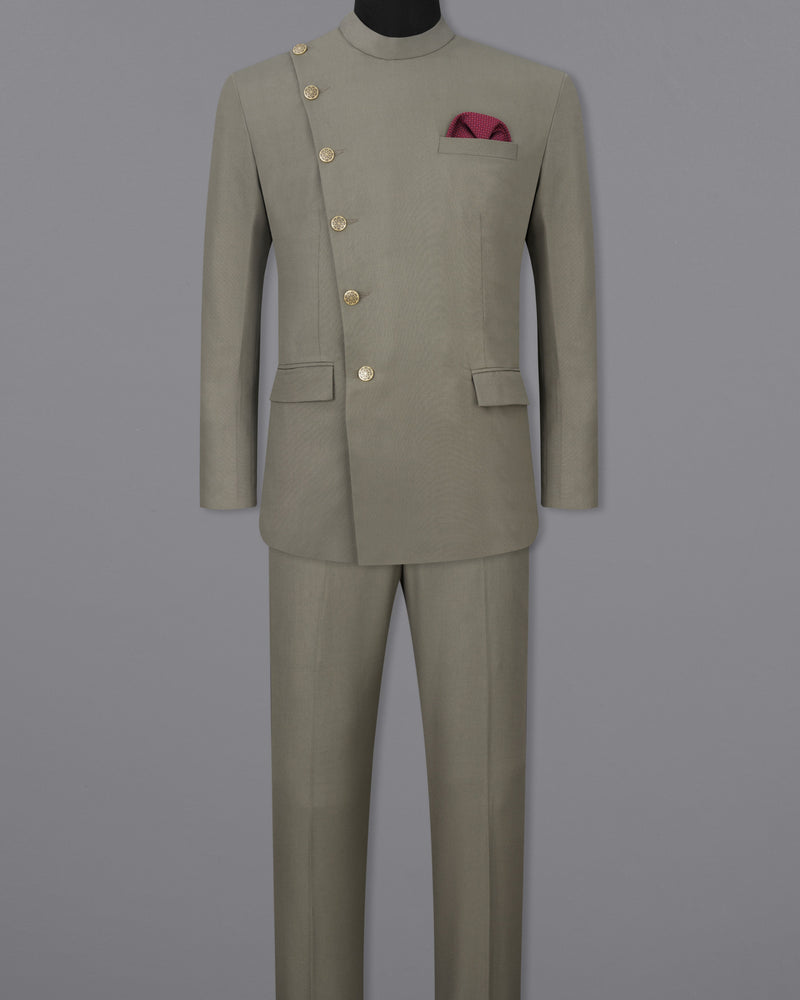 Sandstone Brown Cross Buttoned Bandhgala Suit