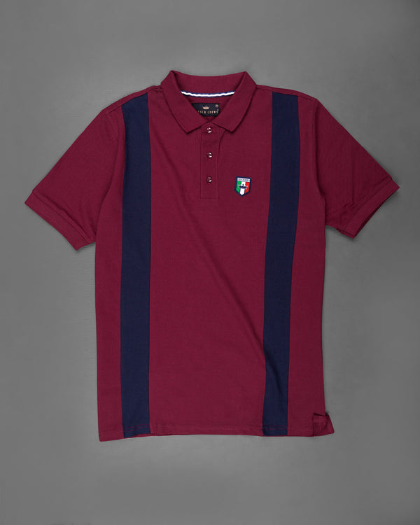 Mulberry Red and Haiti Blue Super Soft Pique Polo T Shirt