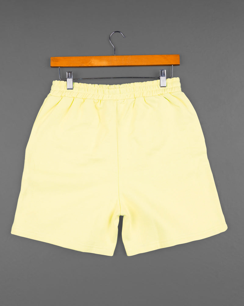 Beeswax Yellow Premium Cotton Bomber Jacket with Shorts Combo