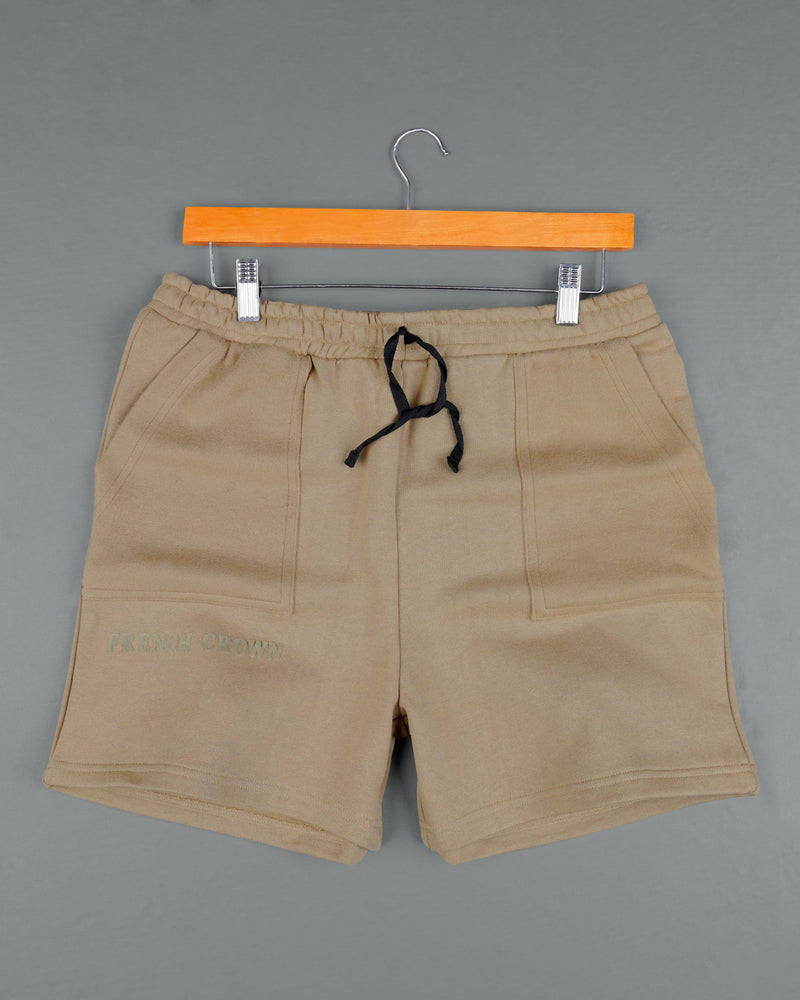 Pale Oyster Brown Premium Cotton T-shirt with Shorts Combo