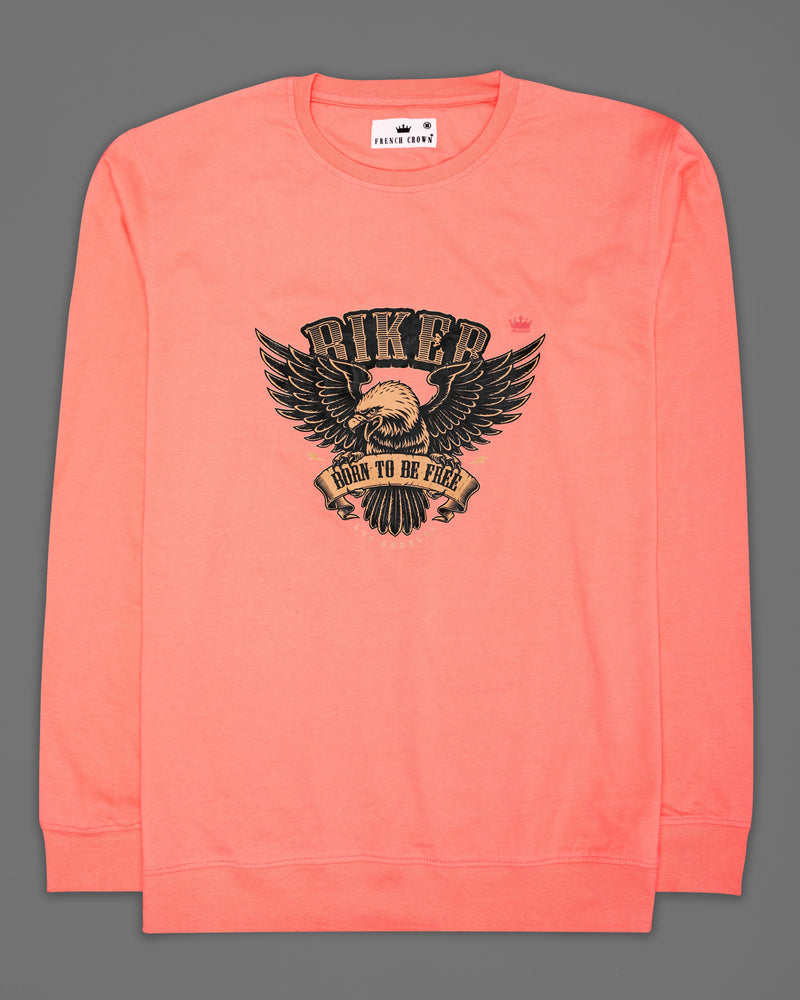 Bright Peachy Rubber Printed Super Soft Organic Cotton Sweatshirt