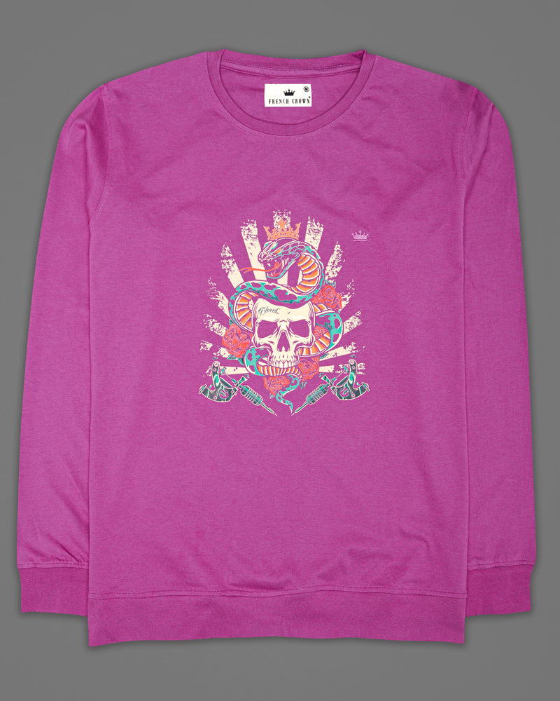 Bashful Pink Rubber Printed Super Soft Organic Cotton Sweatshirt