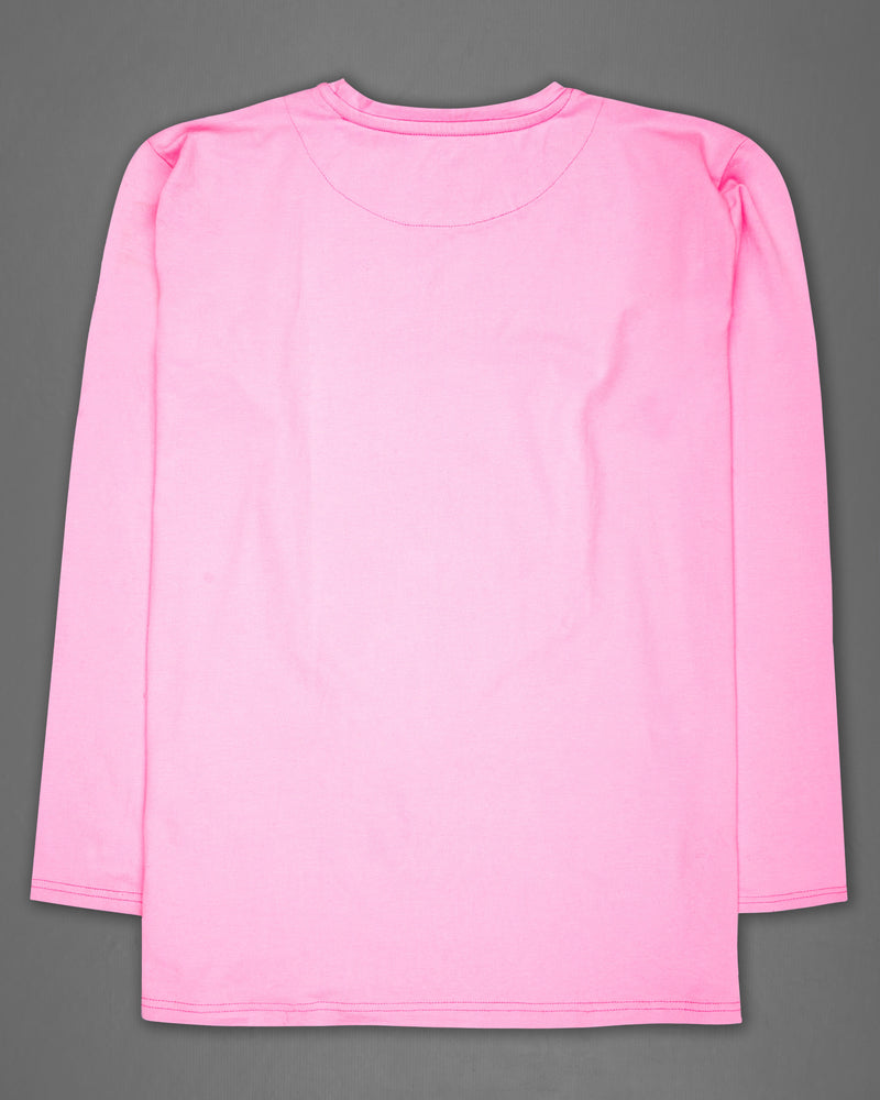 Oyster Pink Rubber Printed Premium Cotton T-Shirt
