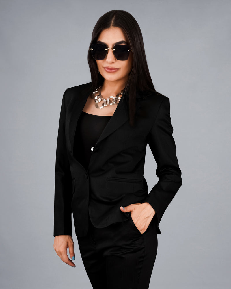 Jade Black Premium Cotton Women's Blazer