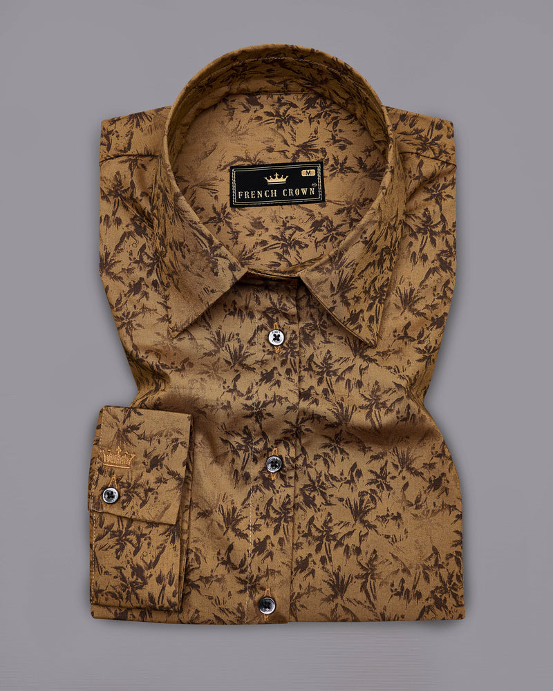 Palliser Brown Ditsy Printed Premium Cotton Shirt