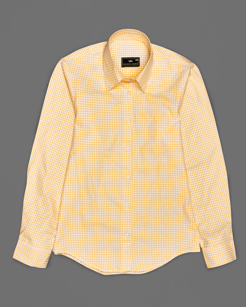 Bright White with Texas Orange Checkered Premium Cotton Shirt