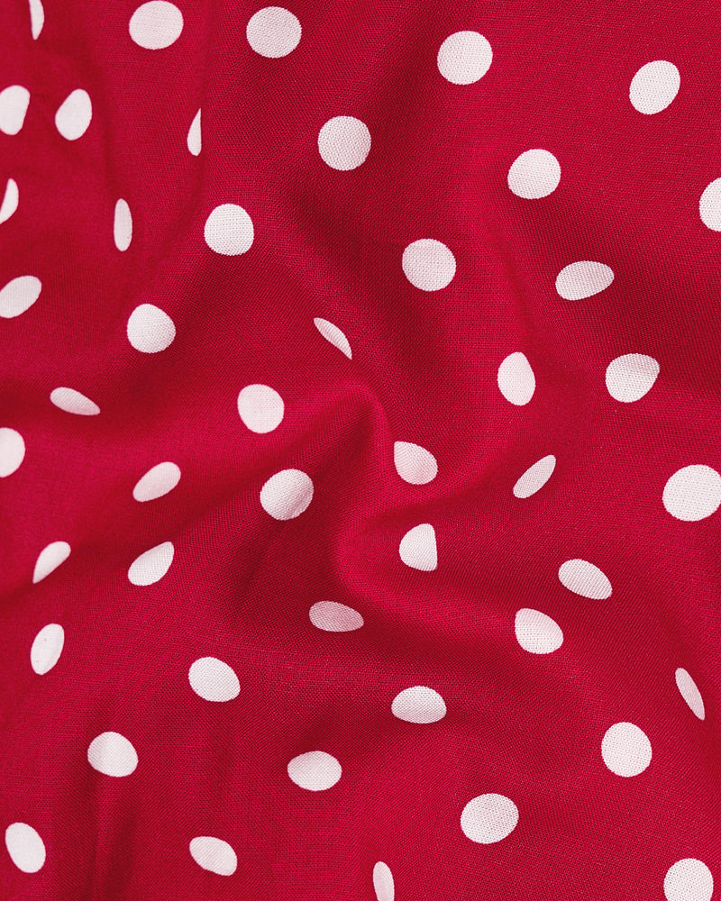 Shiraz Red Polka Dotted Premium Tencel Shirt