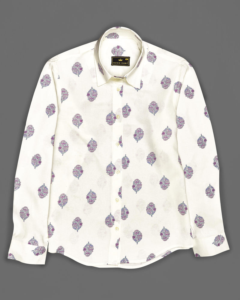 Dawn Cream Printed Premium Tencel Shirt