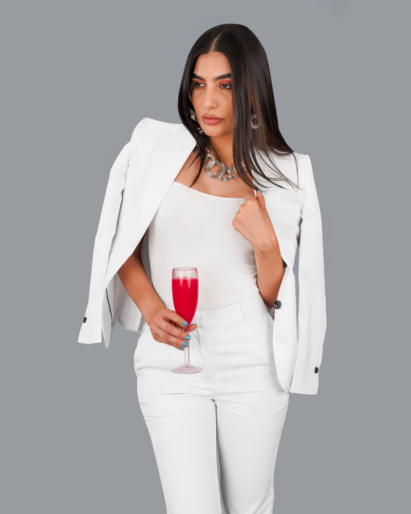 Bright White Single Breasted Women's Suit
