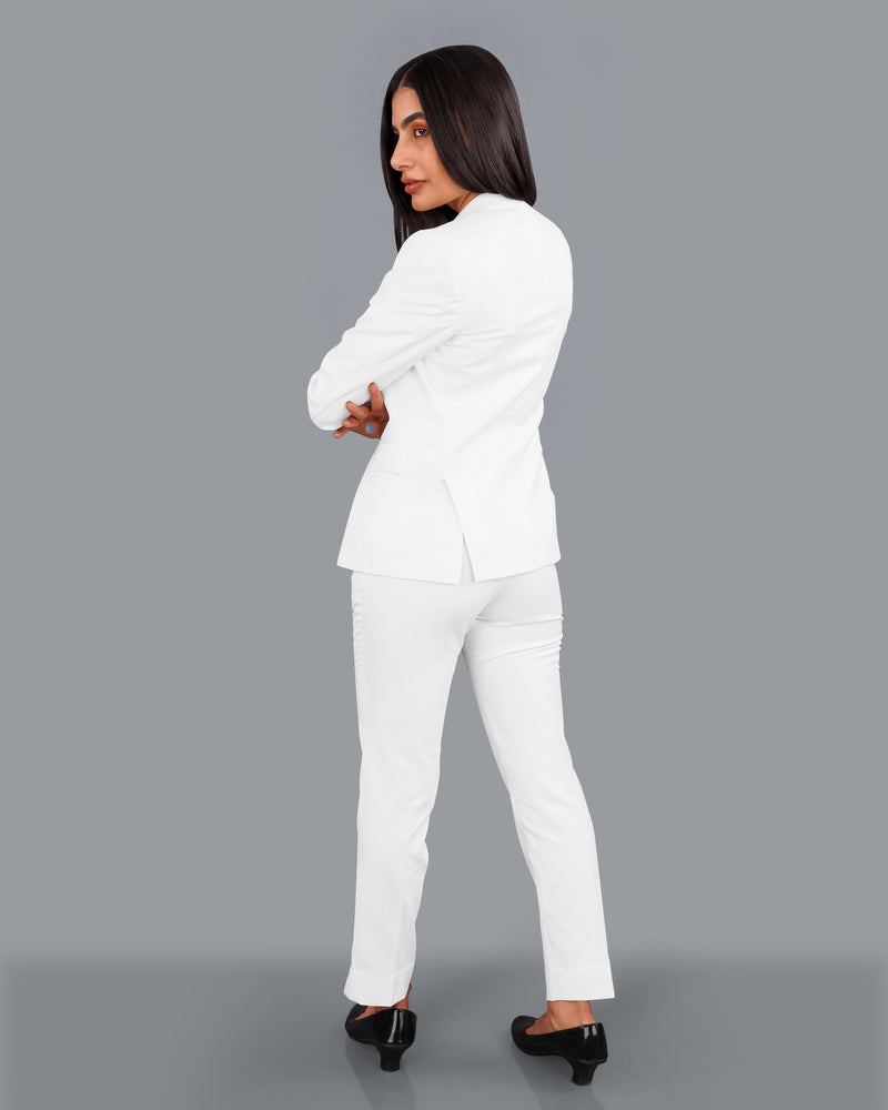 Bright White Single Breasted Women's Suit