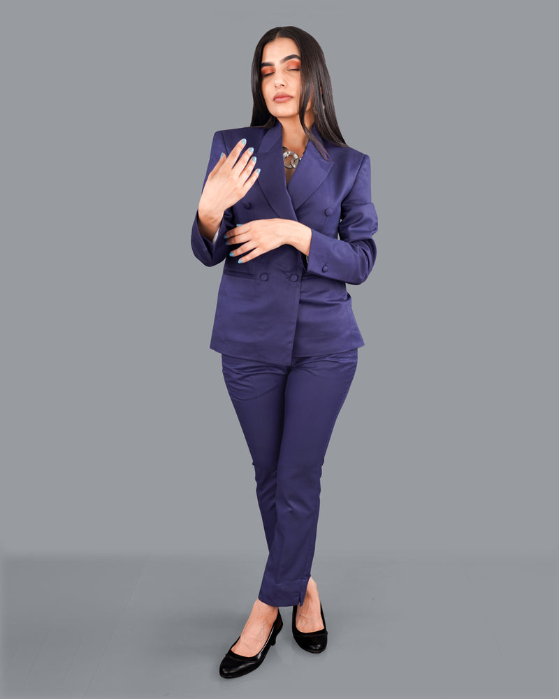 Space Blue Double Breasted Women's Suit