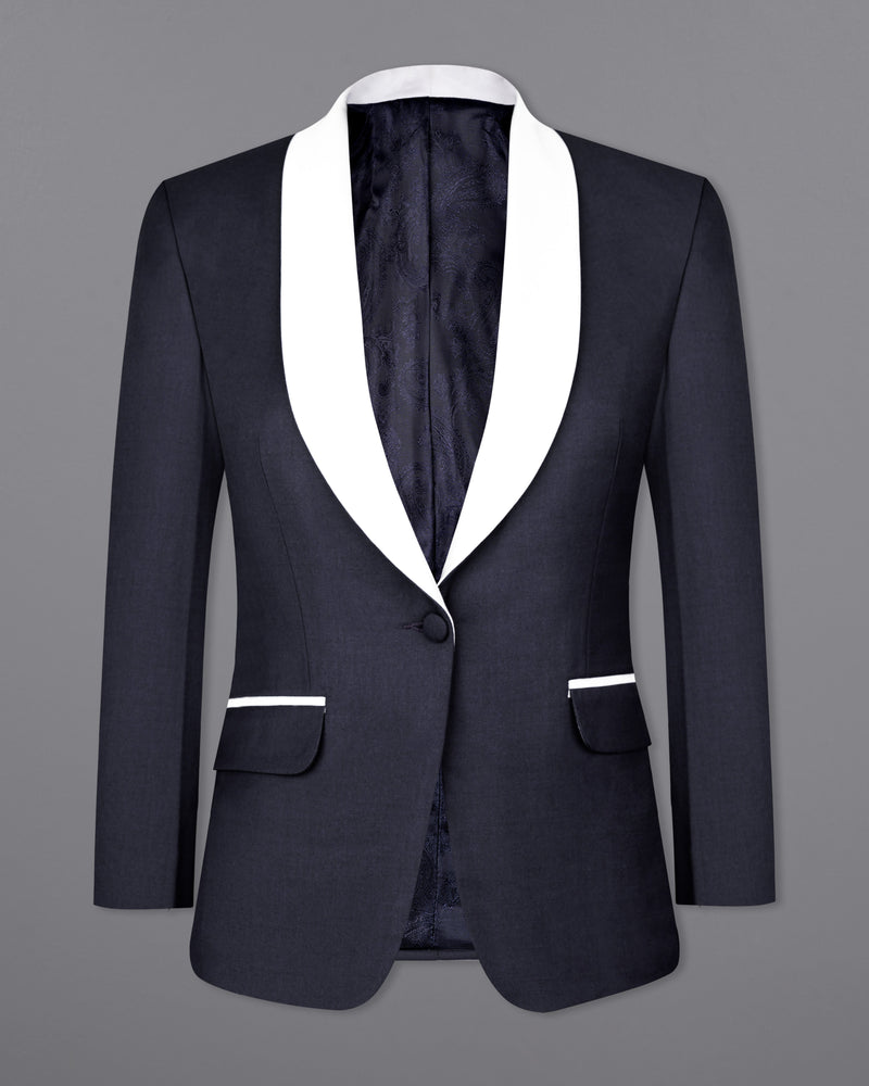 Charade Navy Blue with White Lapel Single Breasted Women's Suit WST009-WKL-FB-32, WST009-WKL-FB-34, WST009-WKL-FB-36, WST009-WKL-FB-38, WST009-WKL-FB-40, WST009-WKL-FB-42