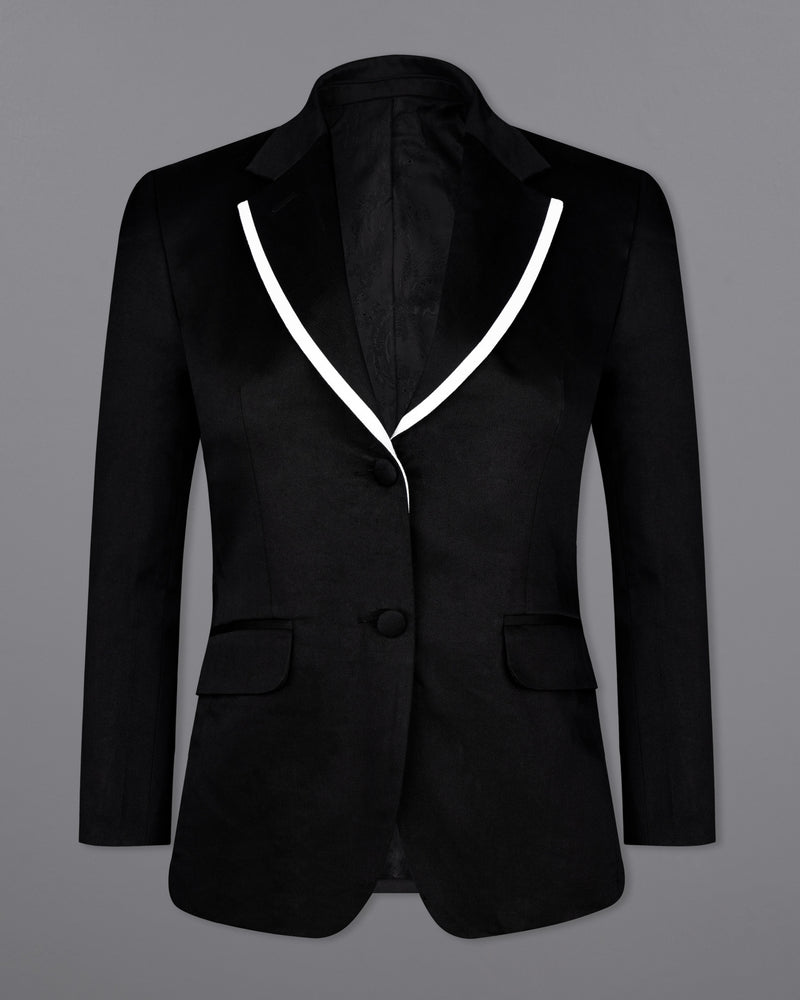 Jade Black with White Borders Premium Cotton Women's Suit WST003-SB-1B-FB-32, WST003-SB-1B-FB-34, WST003-SB-1B-FB-36, WST003-SB-1B-FB-38, WST003-SB-1B-FB-40, WST003-SB-1B-FB-42