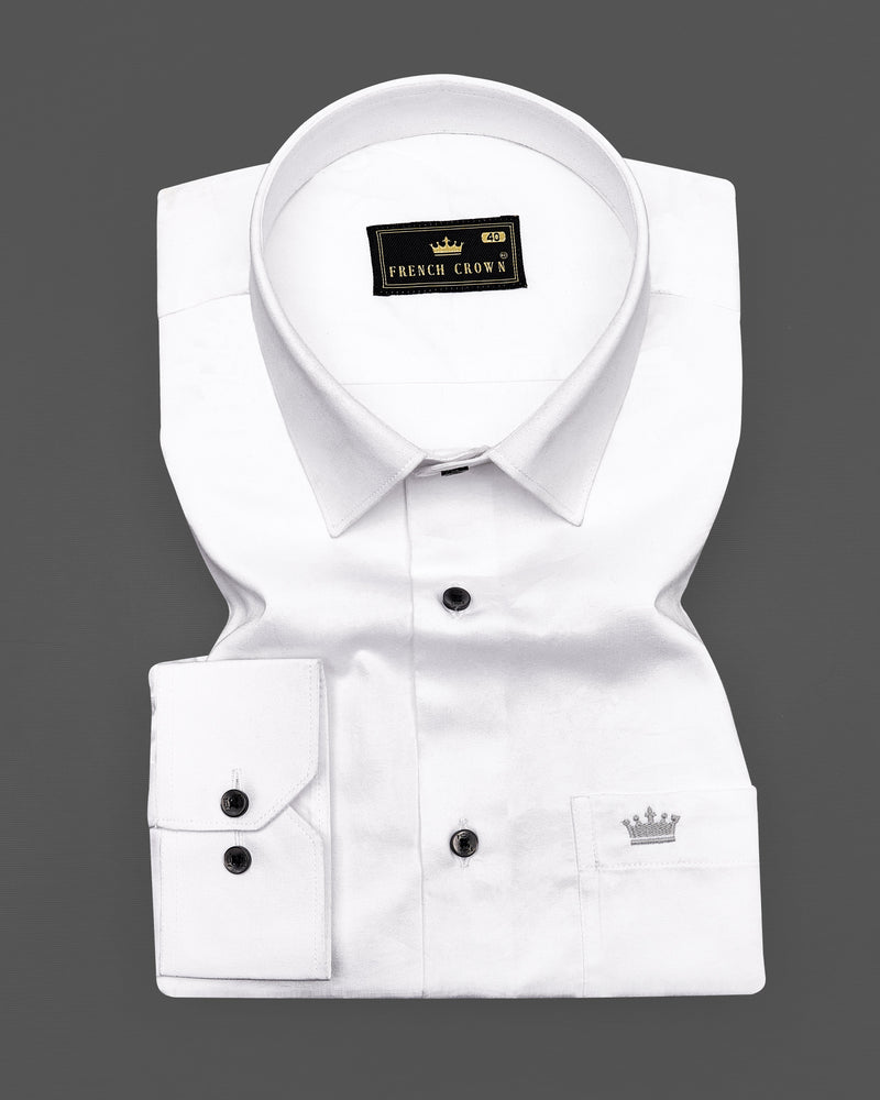 Bright White Champagne Embroidered Super Soft Premium Cotton Shirt