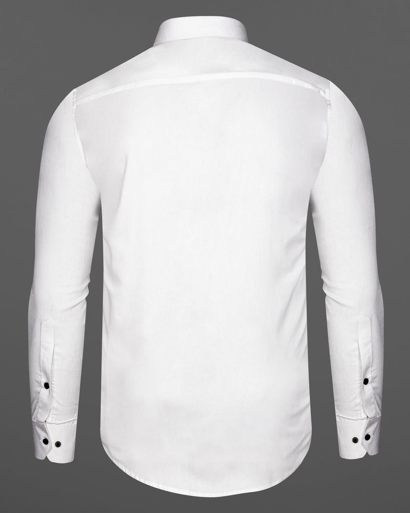 Bright White Champagne Embroidered Super Soft Premium Cotton Shirt