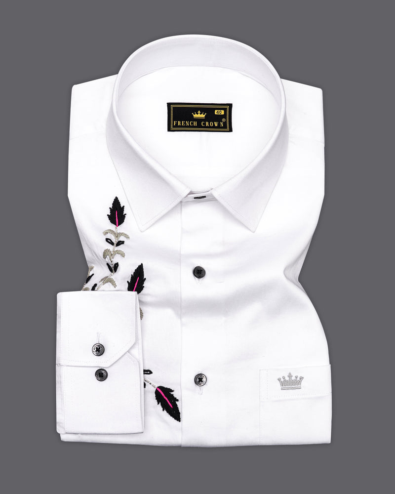 Bright White Hand Embroidered Super Soft Premium Cotton Designer Shirt 1062-BLK-E054-38, 1062-BLK-E054-H-38, 1062-BLK-E054-39, 1062-BLK-E054-H-39, 1062-BLK-E054-40, 1062-BLK-E054-H-40, 1062-BLK-E054-42, 1062-BLK-E054-H-42, 1062-BLK-E054-44, 1062-BLK-E054-H-44, 1062-BLK-E054-46, 1062-BLK-E054-H-46, 1062-BLK-E054-48, 1062-BLK-E054-H-48, 1062-BLK-E054-50, 1062-BLK-E054-H-50, 1062-BLK-E054-52, 1062-BLK-E054-H-52