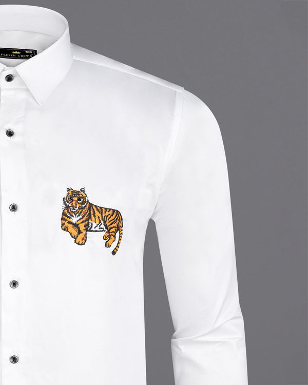 Bright White Tiger Cub Embroidered Super Soft Premium Cotton Shirt 1062-BLK-P496-38, 1062-BLK-P496-H-38, 1062-BLK-P496-39, 1062-BLK-P496-H-39, 1062-BLK-P496-40, 1062-BLK-P496-H-40, 1062-BLK-P496-42, 1062-BLK-P496-H-42, 1062-BLK-P496-44, 1062-BLK-P496-H-44, 1062-BLK-P496-46, 1062-BLK-P496-H-46, 1062-BLK-P496-48, 1062-BLK-P496-H-48, 1062-BLK-P496-50, 1062-BLK-P496-H-50, 1062-BLK-P496-52, 1062-BLK-P496-H-52