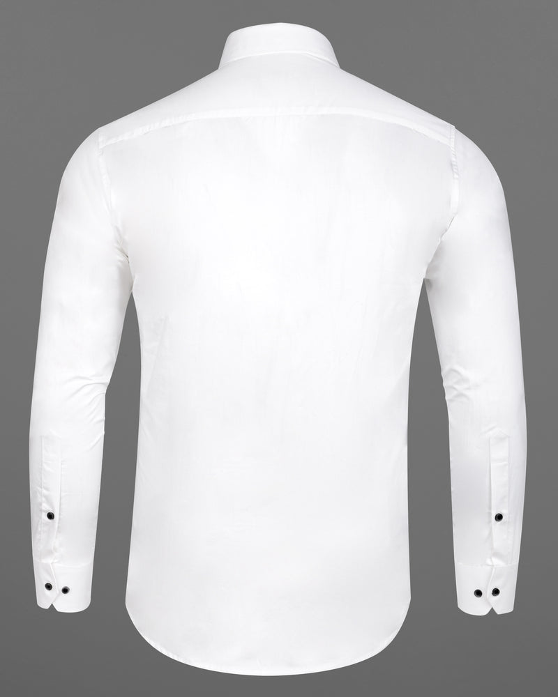 Bright White Super Soft Black Button Premium Cotton Shirt