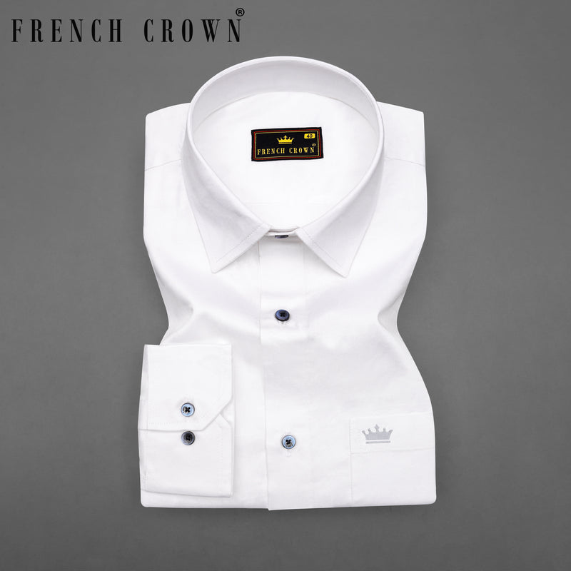 Bright White Super Soft Blue Button Premium Cotton Shirt