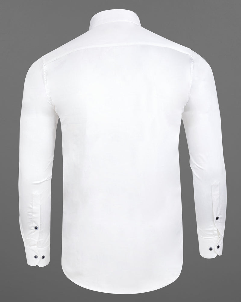 Bright White Super Soft Blue Button Premium Cotton Shirt