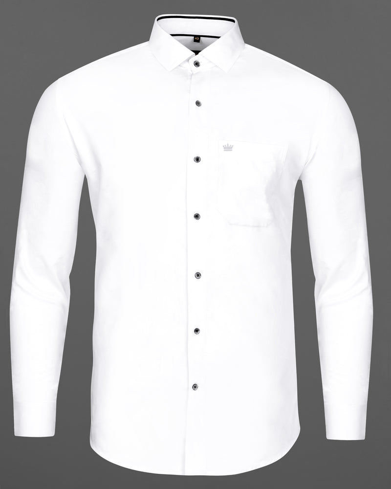 Bright White Pipe Patterned Super soft Giza Cotton Shirt