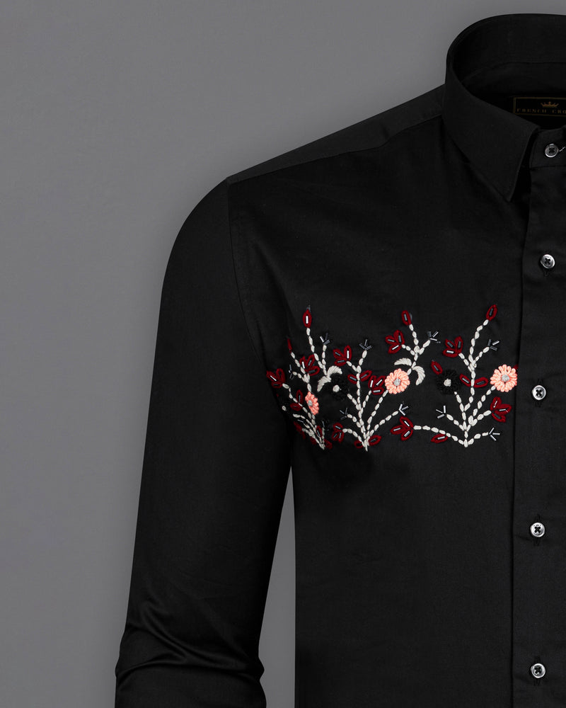 Jade Black Floral Hand Embroidered Super Soft Premium Cotton Designer Shirt 1312-BLK-E056-38, 1312-BLK-E056-H-38, 1312-BLK-E056-39, 1312-BLK-E056-H-39, 1312-BLK-E056-40, 1312-BLK-E056-H-40, 1312-BLK-E056-42, 1312-BLK-E056-H-42, 1312-BLK-E056-44, 1312-BLK-E056-H-44, 1312-BLK-E056-46, 1312-BLK-E056-H-46, 1312-BLK-E056-48, 1312-BLK-E056-H-48, 1312-BLK-E056-50, 1312-BLK-E056-H-50, 1312-BLK-E056-52, 1312-BLK-E056-H-52