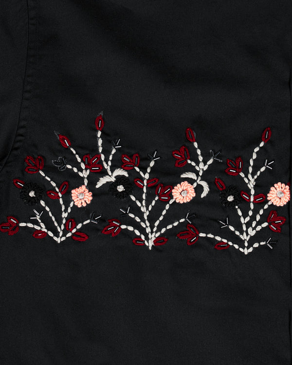 Jade Black Floral Hand Embroidered Super Soft Premium Cotton Designer Shirt 1312-BLK-E056-38, 1312-BLK-E056-H-38, 1312-BLK-E056-39, 1312-BLK-E056-H-39, 1312-BLK-E056-40, 1312-BLK-E056-H-40, 1312-BLK-E056-42, 1312-BLK-E056-H-42, 1312-BLK-E056-44, 1312-BLK-E056-H-44, 1312-BLK-E056-46, 1312-BLK-E056-H-46, 1312-BLK-E056-48, 1312-BLK-E056-H-48, 1312-BLK-E056-50, 1312-BLK-E056-H-50, 1312-BLK-E056-52, 1312-BLK-E056-H-52