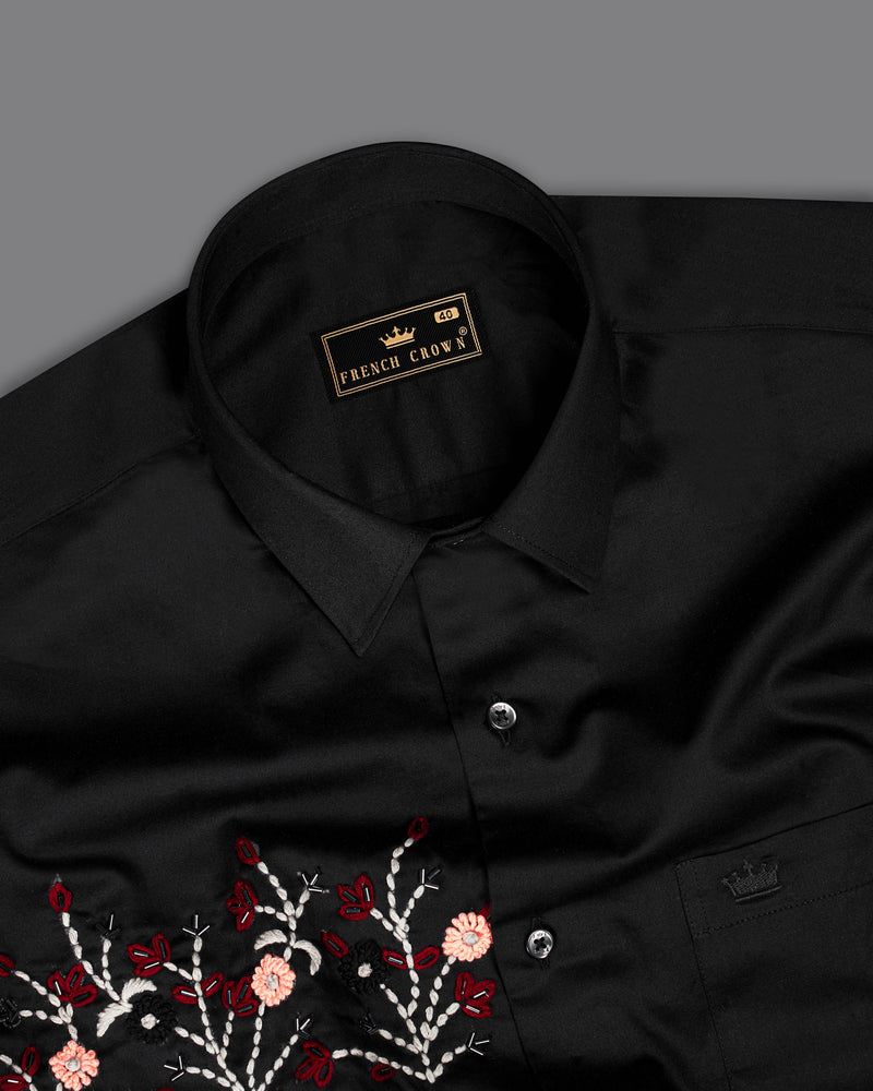 Jade Black Floral Hand Embroidered Super Soft Premium Cotton Designer Shirt 1312-BLK-E056-38, 1312-BLK-E056-H-38, 1312-BLK-E056-39, 1312-BLK-E056-H-39, 1312-BLK-E056-40, 1312-BLK-E056-H-40, 1312-BLK-E056-42, 1312-BLK-E056-H-42, 1312-BLK-E056-44, 1312-BLK-E056-H-44, 1312-BLK-E056-46, 1312-BLK-E056-H-46, 1312-BLK-E056-48, 1312-BLK-E056-H-48, 1312-BLK-E056-50, 1312-BLK-E056-H-50, 1312-BLK-E056-52, 1312-BLK-E056-H-52