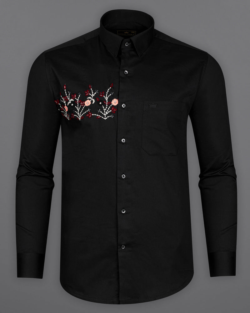 Jade Black Floral Hand Embroidered Super Soft Premium Cotton Designer Shirt 1312-BLK-E056-38, 1312-BLK-E056-H-38, 1312-BLK-E056-39, 1312-BLK-E056-H-39, 1312-BLK-E056-40, 1312-BLK-E056-H-40, 1312-BLK-E056-42, 1312-BLK-E056-H-42, 1312-BLK-E056-44, 1312-BLK-E056-H-44, 1312-BLK-E056-46, 1312-BLK-E056-H-46, 1312-BLK-E056-48, 1312-BLK-E056-H-48, 1312-BLK-E056-50, 1312-BLK-E056-H-50, 1312-BLK-E056-52, 1312-BLK-E056-H-52