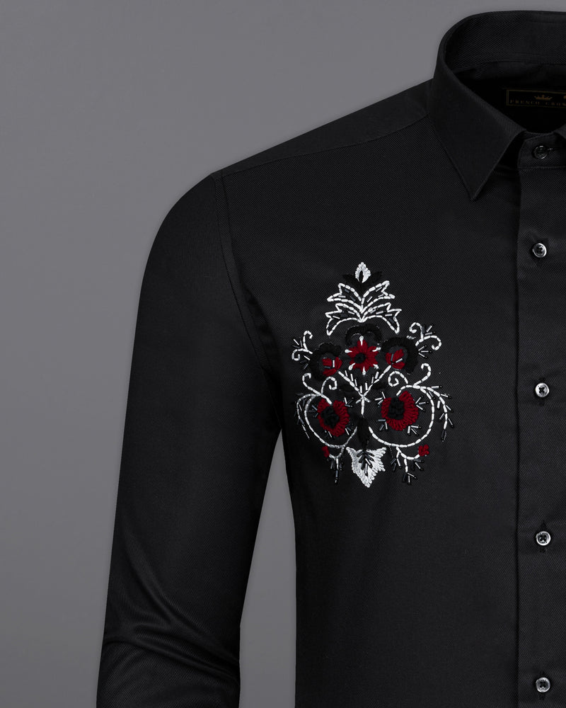 Jade Black Hand Embroidered Super Soft Premium Cotton Designer Shirt 1312-BLK-E057-38, 1312-BLK-E057-H-38, 1312-BLK-E057-39, 1312-BLK-E057-H-39, 1312-BLK-E057-40, 1312-BLK-E057-H-40, 1312-BLK-E057-42, 1312-BLK-E057-H-42, 1312-BLK-E057-44, 1312-BLK-E057-H-44, 1312-BLK-E057-46, 1312-BLK-E057-H-46, 1312-BLK-E057-48, 1312-BLK-E057-H-48, 1312-BLK-E057-50, 1312-BLK-E057-H-50, 1312-BLK-E057-52, 1312-BLK-E057-H-52