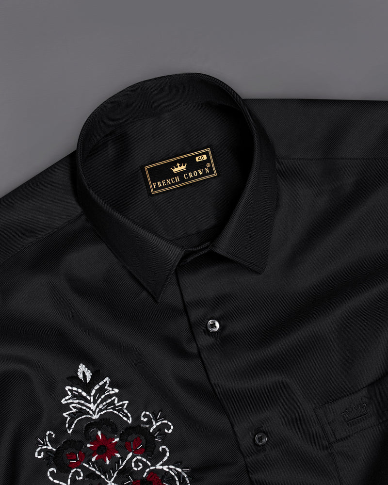 Jade Black Hand Embroidered Super Soft Premium Cotton Designer Shirt 1312-BLK-E057-38, 1312-BLK-E057-H-38, 1312-BLK-E057-39, 1312-BLK-E057-H-39, 1312-BLK-E057-40, 1312-BLK-E057-H-40, 1312-BLK-E057-42, 1312-BLK-E057-H-42, 1312-BLK-E057-44, 1312-BLK-E057-H-44, 1312-BLK-E057-46, 1312-BLK-E057-H-46, 1312-BLK-E057-48, 1312-BLK-E057-H-48, 1312-BLK-E057-50, 1312-BLK-E057-H-50, 1312-BLK-E057-52, 1312-BLK-E057-H-52