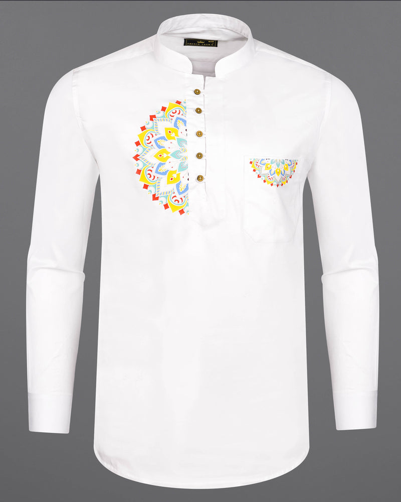 Bright White Indian Rangoli Hand Painted Super Soft Premium Cotton Kurta Shirt 2670-KS-ART-38, 2670-KS-ART-H-38, 2670-KS-ART-39, 2670-KS-ART-H-39, 2670-KS-ART-40, 2670-KS-ART-H-40, 2670-KS-ART-42, 2670-KS-ART-H-42, 2670-KS-ART-44, 2670-KS-ART-H-44, 2670-KS-ART-46, 2670-KS-ART-H-46, 2670-KS-ART-48, 2670-KS-ART-H-48, 2670-KS-ART-50, 2670-KS-ART-H-50, 2670-KS-ART-52, 2670-KS-ART-H-52